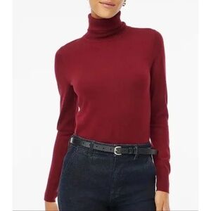 J. Crew Dark Red Merino Wool Blend Turtleneck Sweater Size Large